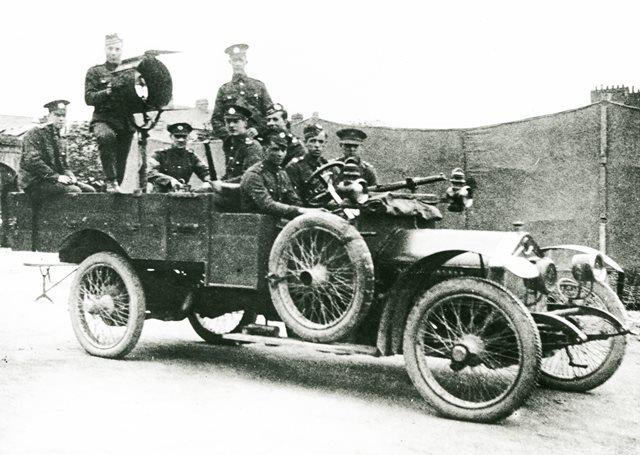 British officers in a Crossley car, 1920-1921